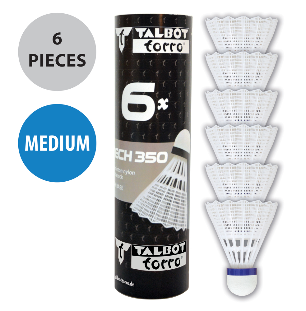 479102_Tech350_weiss_medium_6erDose_Verpackung_mit_Info_web BADMINTON LOPTICA TECH 350, BIJELA, PAKIRANJE 6 KOMADA - Slika 1